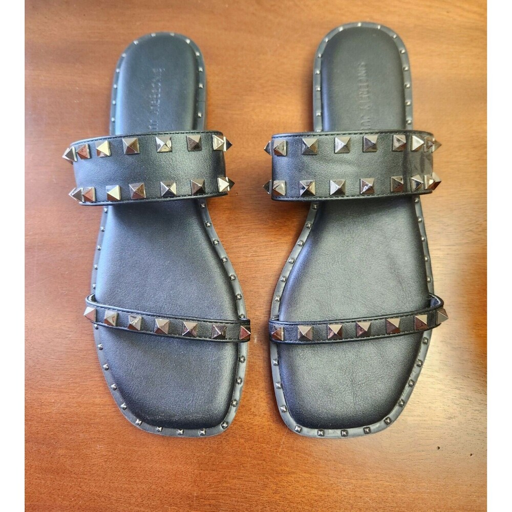 Sincerely Jules Valli Studded Open Toe Vegan Leather Slip On Sandals Size 8.5 M